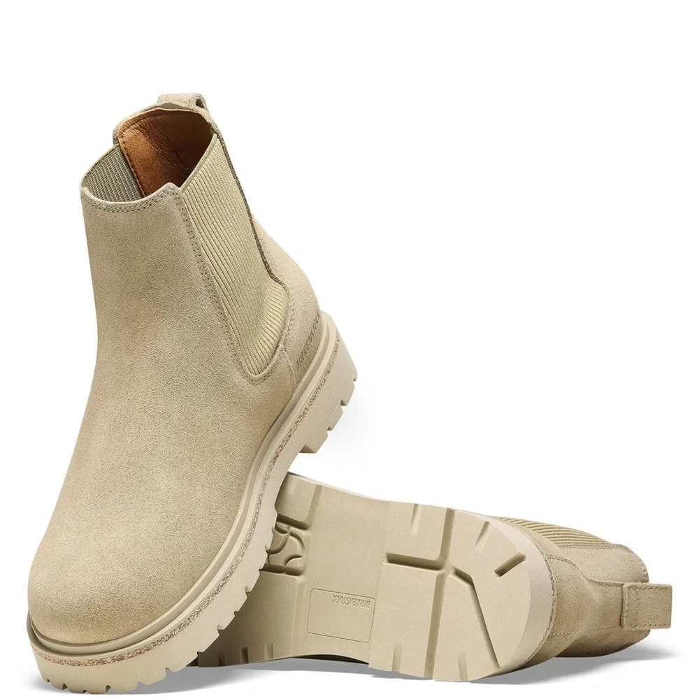 NEW BIRKENSTOCK HIGHWOOD SLIP ON SUEDE ANKLE BOOTS IN TAUPE